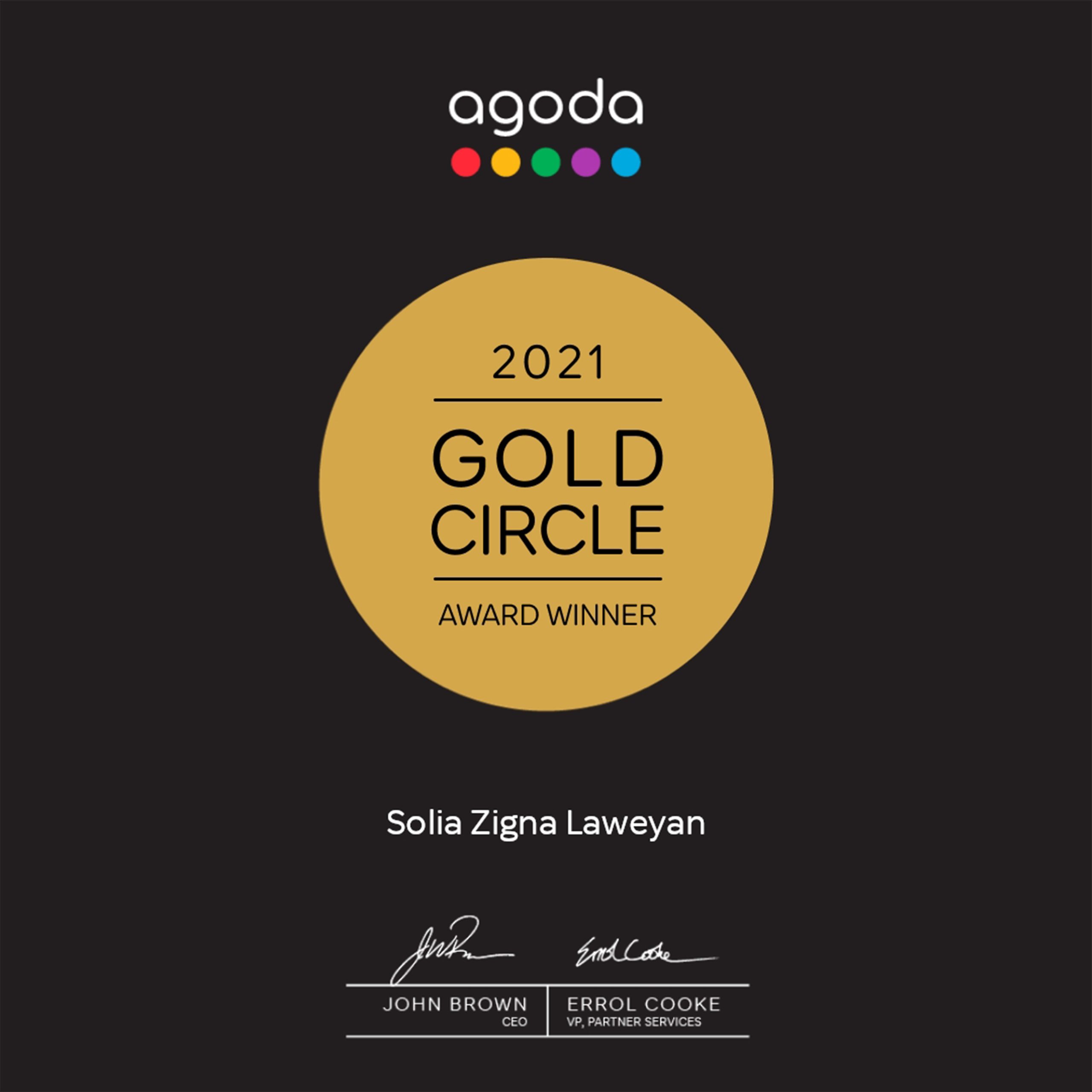 Agoda Gold Circle 2021 Solia Zigna